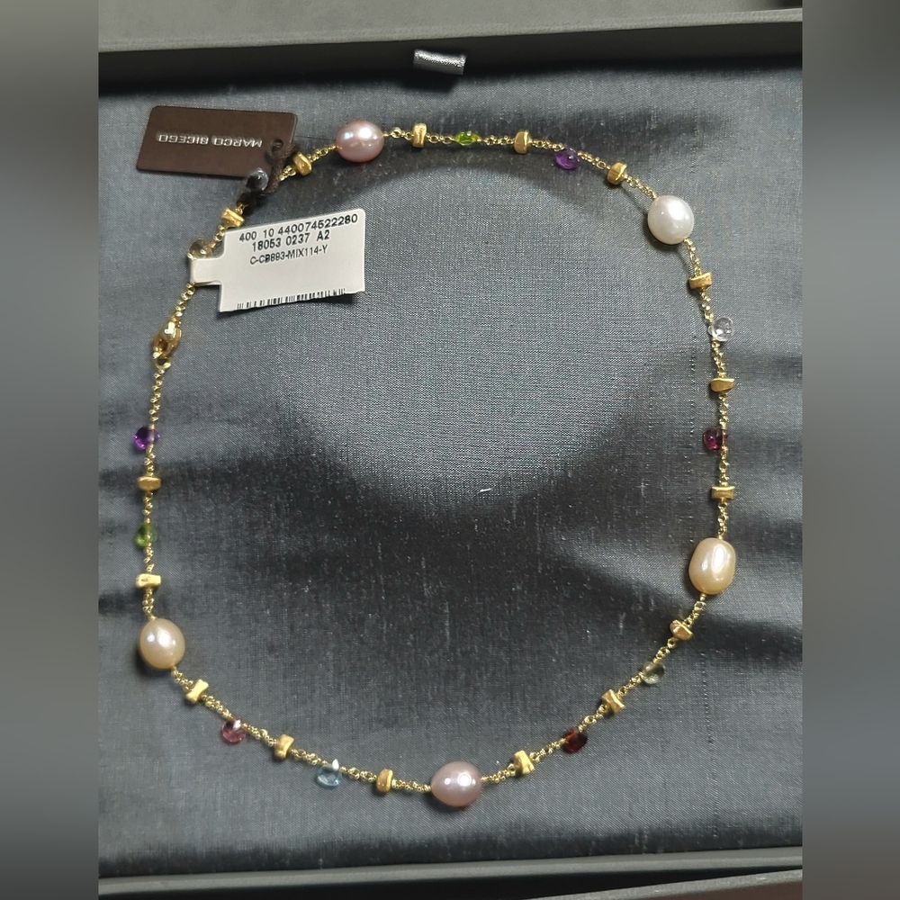 Marco Bicego 18k Yellow Gold Pearl and Mixed Gemstone Necklace